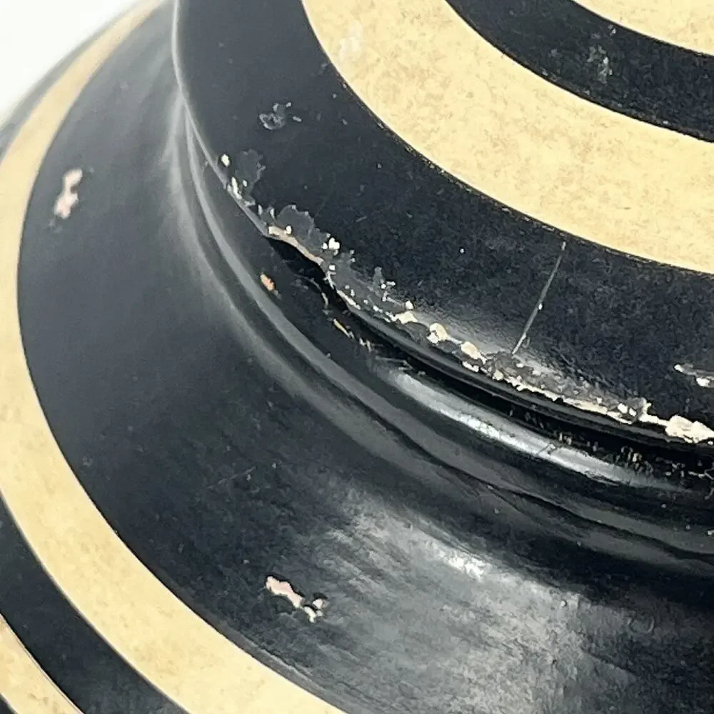 Vintage Sgraffito Pottery Lidded Jar Hand Carved Unique Handmade Black Tan Decor